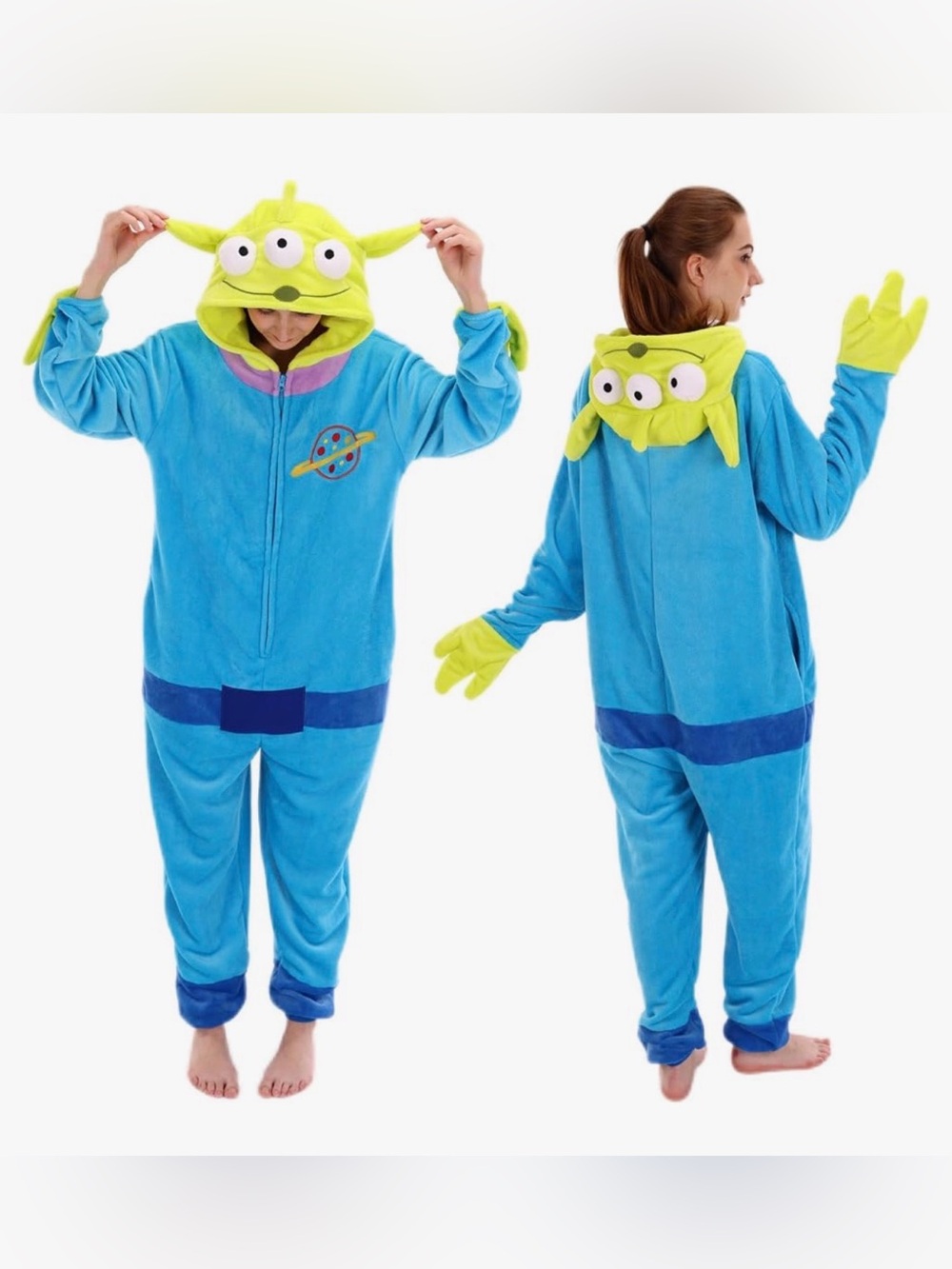 Disney Pixar 👽 TOY STORY PIZZA PLANET ALIEN 🍕 ADULT ONESIE PJs COSTUME 🌟NWT🌟